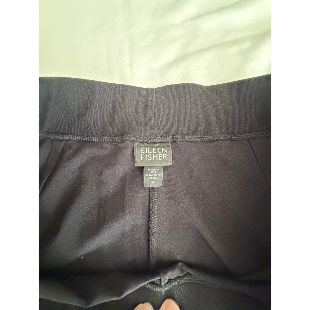Eileen Fisher Black Stretch Crepe Pull On Ankle Pants P6375M Womens Medium - Picture 4 of 10